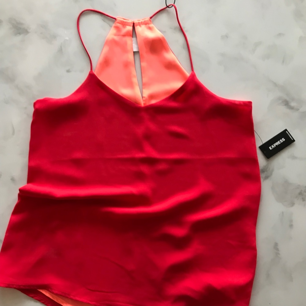Reversible coral red/orange tank blouse, XS